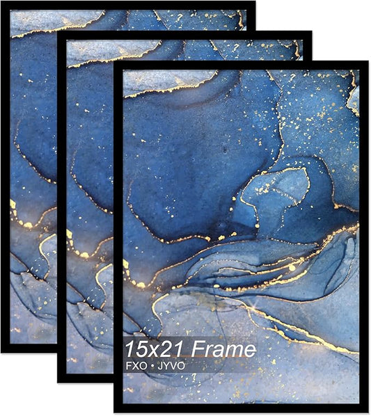 15x21 Picture Frame Set of 3, Black Frame for 15 x 21 Inch Picture Poster Photo, Light Weight and High Transparent 15 by 21 Frame for Wall - 3 Pack/Black/15 x21