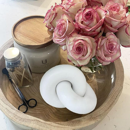 2 Link Wood Chain Link Decor,White Wooden Knot Boho Farmhouse Rustic Decor for Coffee Table Modern Book Shelf Accents Home Console Table Items Living Room