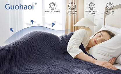 Guohaoi Knitted Weighted Blanket for Adults (Dark Grey 60"x80" 12lbs) No Beads Cooling Throw Blanket for Hot Sleepers, Home Decor Breathable Chunky Knit Heavy Blanket Use on Queen/King Size Bed