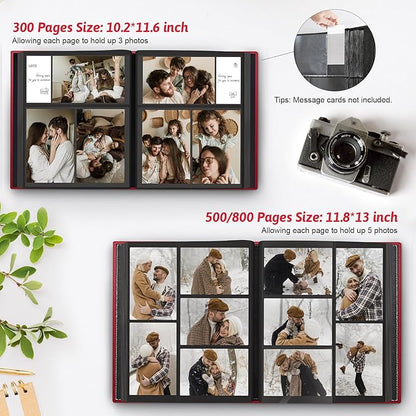 Popotop Photo Album 4x6 300 Pockets with Leather Hardcover Cover, Small Photo Album Holder Book with 50Pcs Pages for Family Travel Wedding Baby Gifts