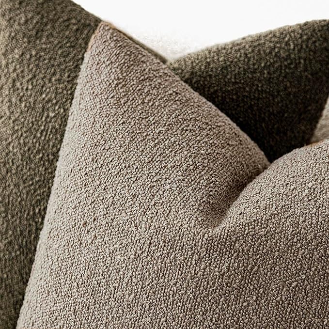 Foindtower Decorative Textured Boucle Throw Pillow Covers Accent Solid Pillow Cases Neutral Soft Cozy Couch Cushion Case for Chair Sofa Bedroom Living Room Home Decor 26x26 Inch,1PC,Light Khaki Tan