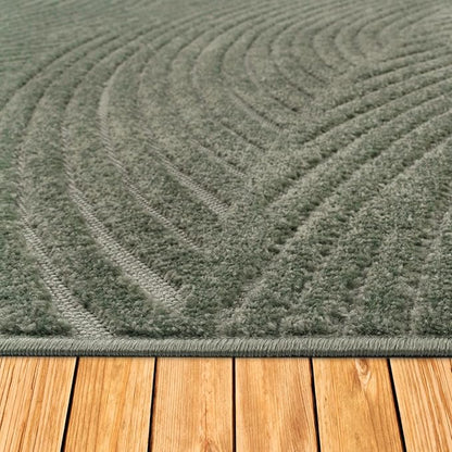 Paco Home Modern Area Rug with Abstract Line Pattern and Contour-Cut in Green, Size: 4' x 5'7"
