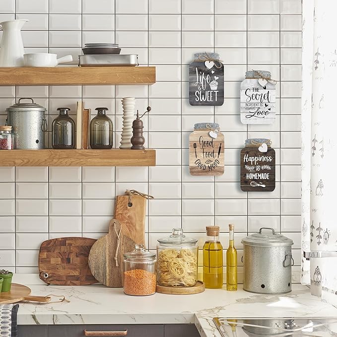 Old Shack Collection – Kitchen Wall Decor Set of 4 – Durable Kitchen Wall Art – Refined Kitchen Decor to Elevate Your Home, Crafted for Lasting Style, 8 x 5 in