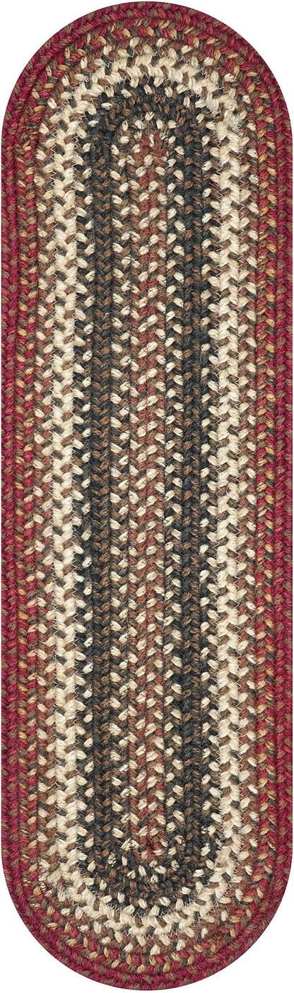 Homespice Chester Jute Braided Table Runner, Rustic Cabin Decor, Set of 2, Red Oval 8x28 - Rich Colors, Easy to Clean, Durable and Protects Furniture