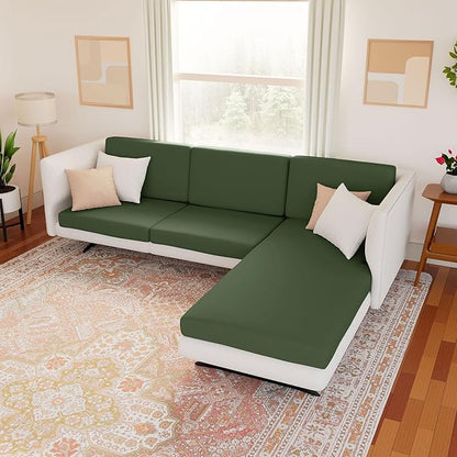 hyha Waterproof Couch Cushion Covers, Stretch Sofa Couch Seat Slipcover for Dog Washable, Non-Slip Waterproof Outdoor Cushion Covers for Patio Furniture Replacement (2 Pieces, Bronze Green)