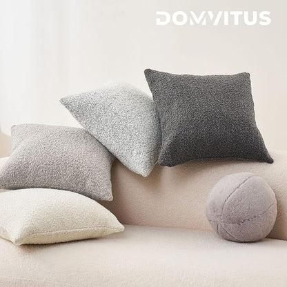 DOMVITUS Luxury Decorative Throw Pillow Cover 18 x 18 Inch Textured Boucle Square Sofa Couch Pillow for Living Room Woven Accent Cushion Case, 1PC, Graphite Grey