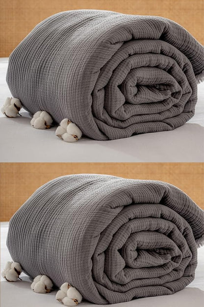 Muslin Blanket - Pure 100% Turkish Cotton Airy Soft Light Versatile Gauze Throw Blanket for Bed, Couch, Sofa (Dark Gray, Twin XL Size (71" x 95" inch))