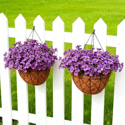 Artificial Flowers for Outdoor Faux Plants for Spring Summer Decoration, UV Resistant Realistic Silk Plastic Fake Flowers Garden Porch Patio Balcony Yard Front Home Decor, 24 Bundles