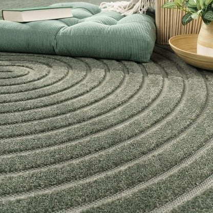 Paco Home Modern Area Rug with Curved Bow Pattern – Minimalist Design in Green, Size: 2'8" x 4'11"
