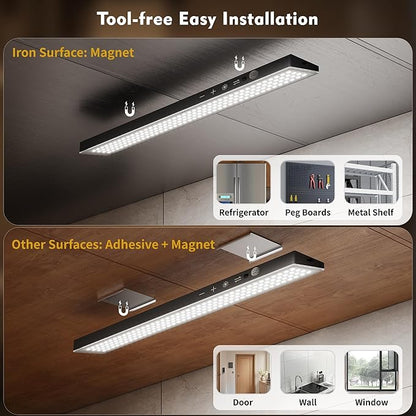 160LEDs Touch-Control Under Cabinet Lighting w/4000mAh Battery, Cordless Motion Sensor Under Counter Lights for Kitchen, Magnetic Rechargeable Closet Lights - 3Pack/Black, 2025 Fall