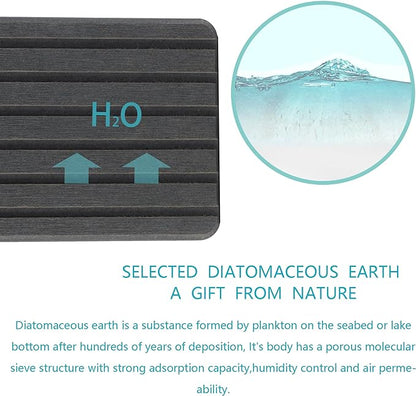 2 PCS Water Absorbent Diatomite Coasters Rectangle, Grooved Design, Water Absorbing Stone Used for Hand Soaps & Plants & toiletries in The Modern Home