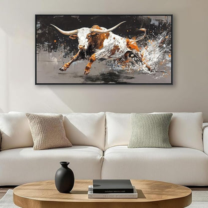Highland Cow Wall Art - Farmhouse Cow Pictures Wall Decor - Rustic Country Canvas Wall Art - Large Pictures for Living Room -Framed Artwork for Walls 20×40IN