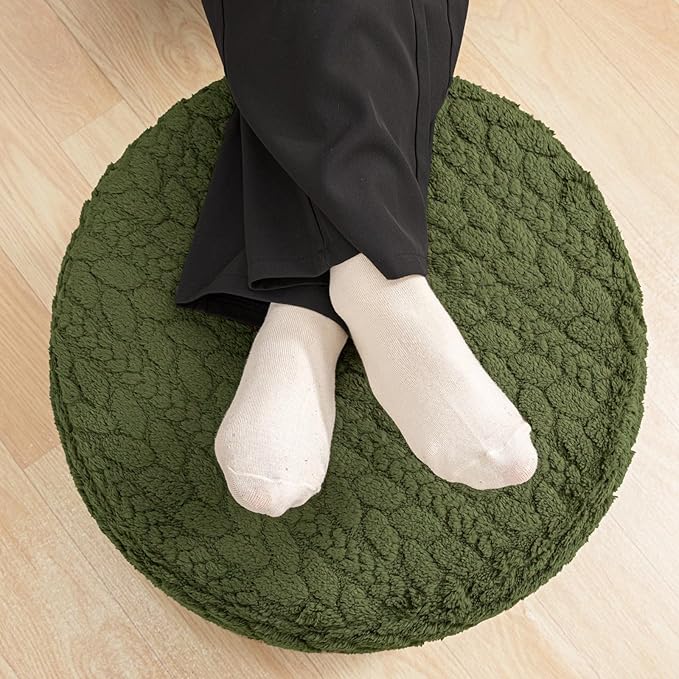 Round Pouf Ottoman 20 x 20 x 14 Inches Boho Poof Home Decor Floor Pouffe Ottoman Foot Rest for Couch Sofa Bean Bag Chairs Living Room Bedroom (Green)