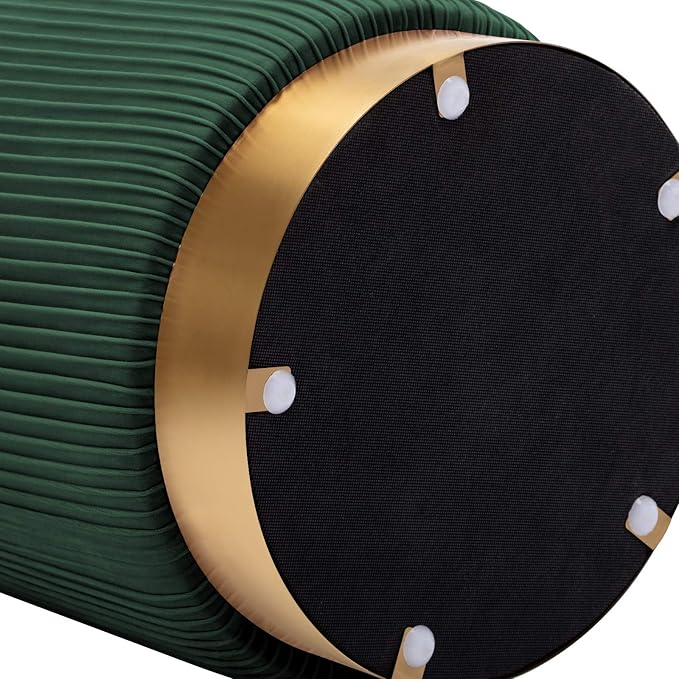 DUHOME Modern Round Velvet Ottoman Footrest Vanity Stool Dark Green