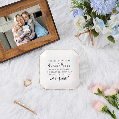 Aunt Gifts from Niece Trinket Ring Dish -The Love Between an Aunt & Niece...Always Close at Heart, Aunt and Niece Gifts for Aunts Birthday Christmas Mothers Day Valentines Gift