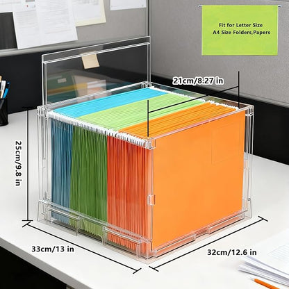 MUKAI File Box Organizer, Hanging Folder Storage Boxes, File Folder Organizer with Slide, Filing Crate Bin Holder with Letter-size File Holder Filing Box for Office, Home, Decor (1)