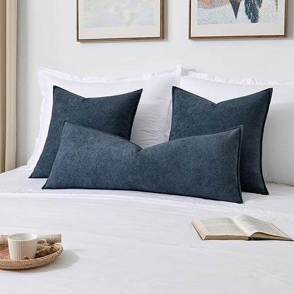 Kevin Textile 14x36 Inch Long Lumbar Cover 1 Pack Soft Boucle Textured Decorative Waterproof Rectangle Cushion Elegant Accent Pillows for Couch Sofa Chair Bed Home Decor Indoor Outdoor Dusty Blue