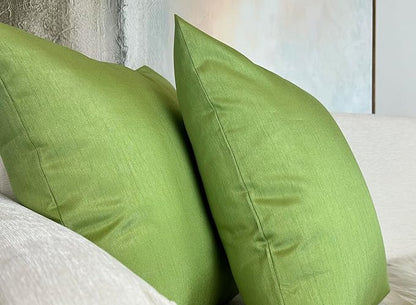 Aiking Home 18x18 Inches Faux Silk Square Throw Pillow Cover, Zipper Closure, Green (Set of 2)