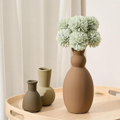 Ceramic Vase Set of 3, Nordic Minimalist Multicolor Vases Home Decor, Rustic Farmhouse Decor Pottery Vases for Bouquet Pampas Grass Dried Fresh Flowers, Living Room, Entryway Mantel, Bedroom, Kitchen