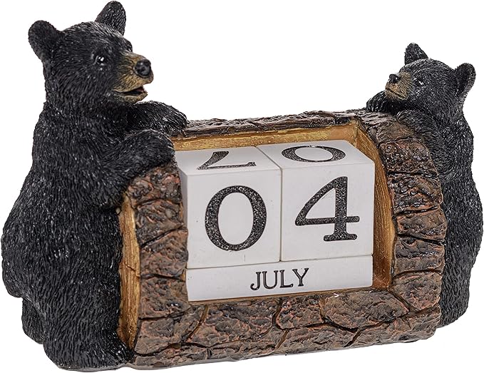 Pine Ridge Desk Calendar Blocks - Perpetual Calendar, Flip Month And Day Date Blocks, Rustic Calendars For Home, Office, Classroom And Decor (Black Bear)