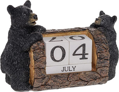 Pine Ridge Desk Calendar Blocks - Perpetual Calendar, Flip Month And Day Date Blocks, Rustic Calendars For Home, Office, Classroom And Decor (Black Bear)