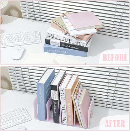 BAYTORY 2Pcs Acrylic File Holder Purse Organizer, Sturdy Desktop File Sorter Organizer, Binder Shelf for Office Desk Kitchen Shelf Closet (Pink)
