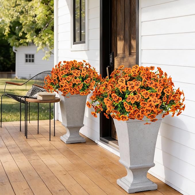 Artificial Flowers, 24 Bundles, Decorative Bouquets for Home, Wedding, Garden, Office Decor (Orange)
