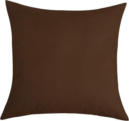 TangDepot Handmade Decorative Solid 100% Cotton Canvas Throw Pillow Covers/Pillow Shams, (24"x24", Coffee)