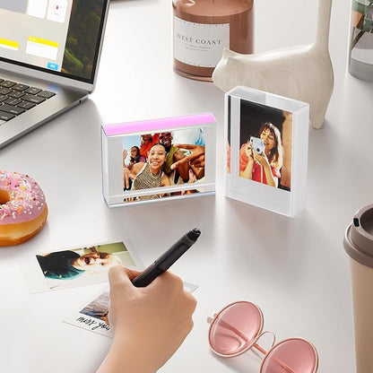 WINKINE Polaroid Frame, Instax Mini Film Frames for Photos, Small Picture Frames 2x3 for Fujifilm Instax Mini Films, Freestanding Sliding Acrylic Polaroid Picture Frame
