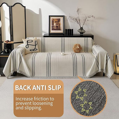Boho Non Slip Covers Sofa Covers for 3 Cushion Chenille Dog Pet Couch Protector Washable Anti-Slip Sectional Couch Cover Tassels L Shaped Sofa Cover