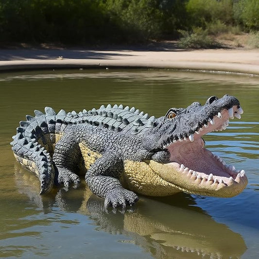 13" Real Crocodile Statue, Outdoor Lawn Crocodile Sculpture,Garden Sculptures & Statues Ornament, Pond Animal Statues, Crocodile Decor Perfect for Home Garden, Patio, Backyard