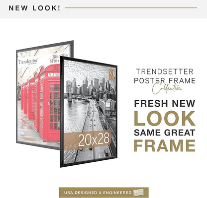 MCS Trendsetter 20x28 Poster Frame Black High-Gloss, Vertical & Horizontal Wall Hanging Large Picture Frame for Photos, Posters & Art Prints (2-Pack)