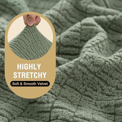 H.VERSAILTEX Super Stretch Individual Jacquard Couch Cushion Covers Furniture Protector Spandex Anti-Slip Soft Thickened Slipcovers Easy Install, (1 PC, Large Back Couch Cover, Sea Grass)