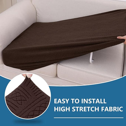hyha Individual Couch Cushion Covers, Stretch Magic Sofa Seat Cushion Covers Washable, Dog Couch Sofa Slipcover for Pets, Kid with Elastic Bottom(Back Cover M, Chocolate)