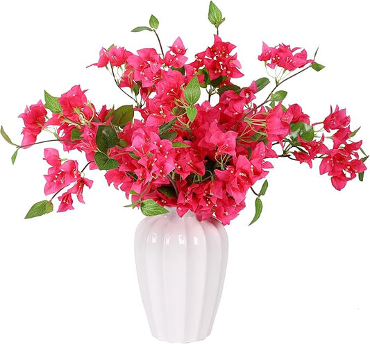 10PCS Bougainvillea Artificial Flowers 30" Silk Fake Bougainvillea Branches Faux Flowers Vines for Home，Garden，Wedding，Party，Indoor and Outdoor，Floral Arrangement and DIY Decor（Rose Red）