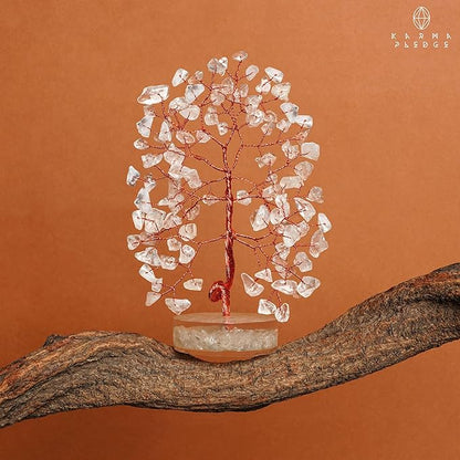 Crystal Tree for Home and Office Decor, Clear Quartz Chakra Healing Stones Handmade Feng Shui Tree of Life for Positive Energy, Money, Good Luck, Christmas Decor, Birthday Gifts for Women, Mom