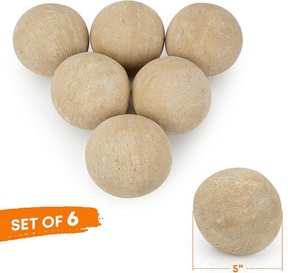 Stanbroil Ceramic Balls - 5” Round Fire Stones for Fire Pit Fire Bowl and Fireplace - Set of 6, Beige