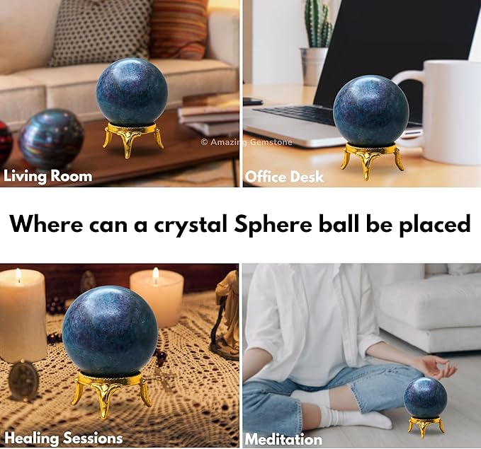 Amazing Gemstone Ruby Kyanite Crystal Ball with Stand - 1.5 Inches Crystal Sphere Meditation Balls for Witchcraft and Decorative Balls