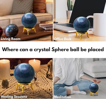 Amazing Gemstone Ruby Kyanite Crystal Ball with Stand - 1.5 Inches Crystal Sphere Meditation Balls for Witchcraft and Decorative Balls