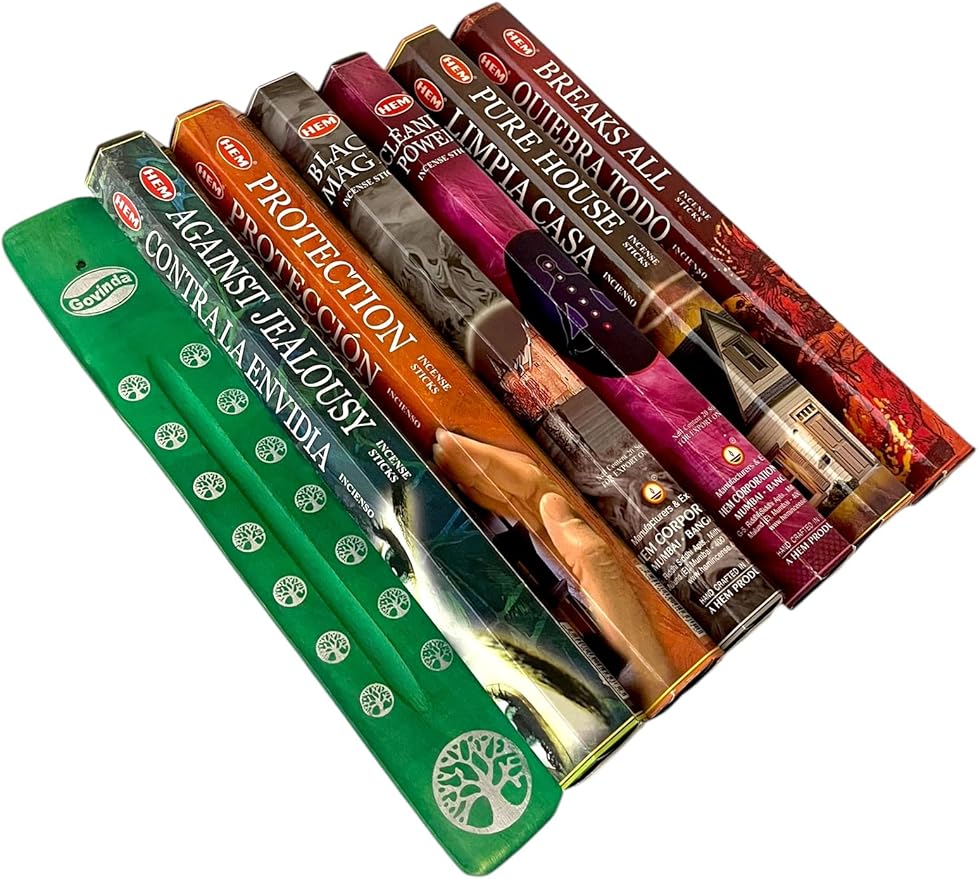 Hem Incense Sticks Variety Pack #-120 Insence-Sticks (6 Incents x 20 Insense) + Incense Stick Holder Bundle with 6 Themed Fragrances (Witchcraft)
