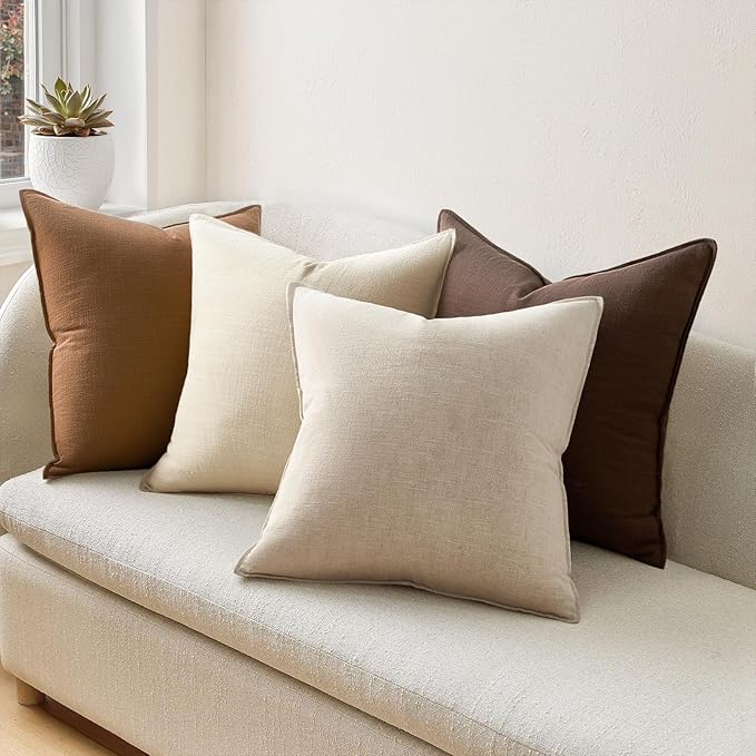 Brown Pillow Covers Pack of 4 Decorative Throw Pillow Covers Soft Accent Pillows Boho Couch Cushion Covers Modern Home Decor for Living Room Bed Sofa 16x16 Inch