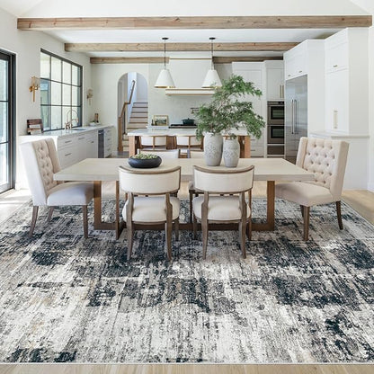 8x10 Area Rugs for Living Room, Washable Modern Abstract Large Area Rug Neutral Soft Non Slip Kids Rug Stain Resistant Indoor Carpet for Bedroom Nursery Dining Room Playroom Office(BlackGrey, 8'x10')