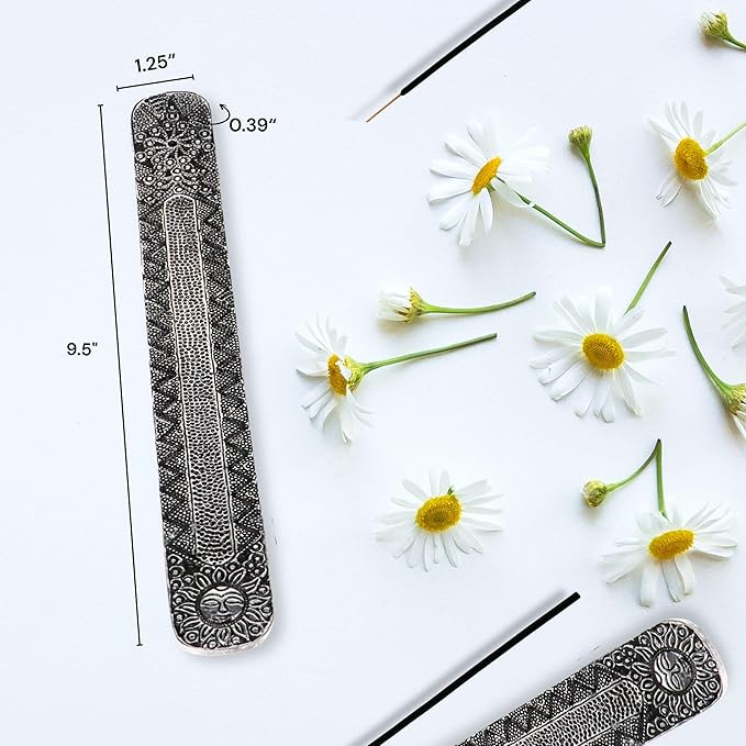 Hosley Set of 6 Metal Incense Stick Holder 9.5" Long, Ash Catcher-Silver Finish Ideal Gift for Wedding, Aromatherapy, Zen, Spa, Reiki, Meditation