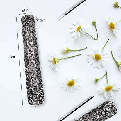 Hosley Set of 6 Metal Incense Stick Holder 9.5" Long, Ash Catcher-Silver Finish Ideal Gift for Wedding, Aromatherapy, Zen, Spa, Reiki, Meditation