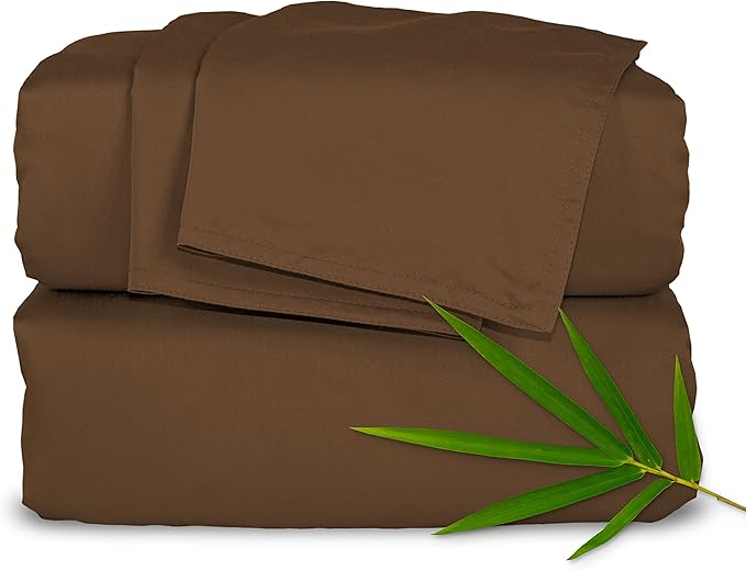 Pure Bamboo California King Sheets, Genuine 100% Organic Viscose Derived from Bamboo Bed Sheet Set, Soft & Cooling, Double Stitching, 2 Year Quality Promise (California King, Coconut Husk)