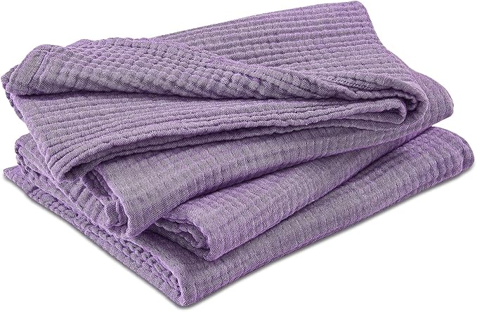 EMME Cotton Muslin King Blanket Bed Layering Breathable Gauze Blanket Soft Lightweight Blankets Adults (Purple, 108"x90")