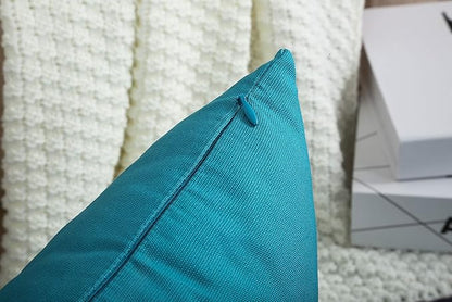 TangDepot Set of 2 Handmade Decorative Solid 100% Cotton Canvas Throw Pillow Covers/Cushion Covers, 45 Colors Available - (16"x16" 2 Pieces, Blue Ashes)