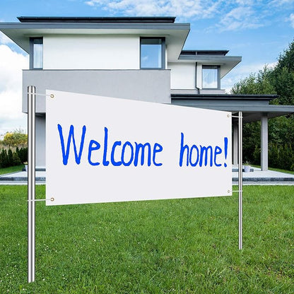 2 Pieces Large Banners Signs Polyester Oxford Cloth Sublimation Banner with Rope for Indoor Wall Outdoor Easy Hang Sign DIY Banner Sign for Business Office Supply (White,2 x 4 Feet)