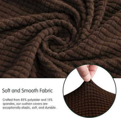 CHUN YI Stretch Couch Cushion Cover Suitable for 3 Settee, Sofa Seat Slipcover with Spandex Jacquard Fabric(Large,Chocolate)