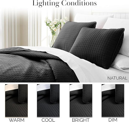 Southshore Fine Living, Inc. Quilts, Queen Size/Full Quilt Bedding Set, Stain & Pet Hair Resistant Bedding, Coverlet Queen Size/Full Size Quilt Bedspread, Soft Microfiber with 2 Pillow Shams, Black